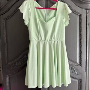 Altar'd State Green Flutter Sleeve Ruffled Mini Dress